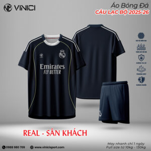 Áo Đấu Real Madrid 2025-26 Sân Khách Xanh Navy