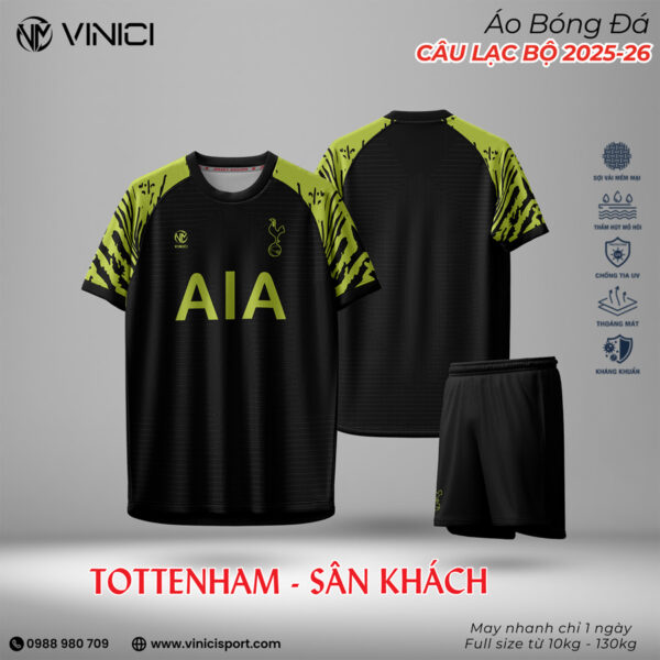 Áo Bóng Đá Tottenham Sân Khách 2025-26 Màu Đen