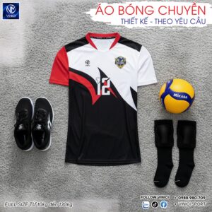 Áo Bóng Chuyền BC02-VNC068 Màu Đen Trắng Năng Động