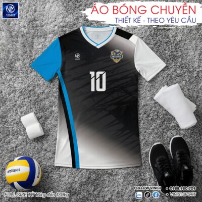 Áo Bóng Chuyền Nam BC02-VNC068-14 – Đen Trắng Xanh Dương Năng Động