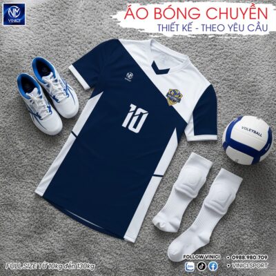 Áo Bóng Chuyền Xanh Navy Trắng BC02-VNC068-16 – Năng Động & Hiện Đại