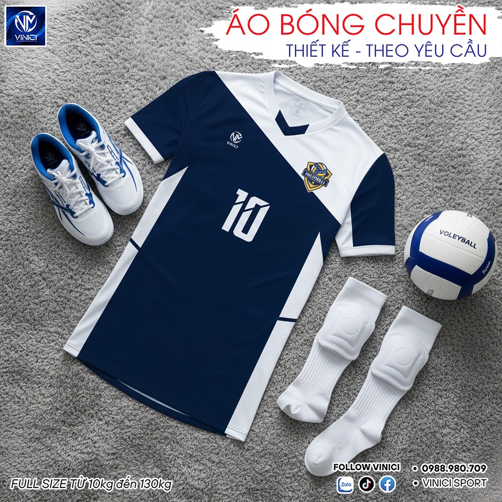 Áo bóng chuyền xanh navy trắng BC02-VNC068-16