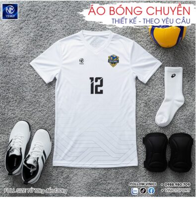 Áo Bóng Chuyền Trắng Thiết Kế Theo Yêu Cầu VINICI – Mẫu BC02-VNC068