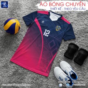 Áo Bóng Chuyền Nữ Màu Hồng Đậm Chuyển Navy BC02-VNC068-21