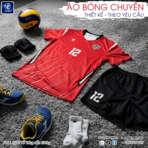 Áo Bóng Chuyền Nam Đỏ Tươi BC02-VNC068-23