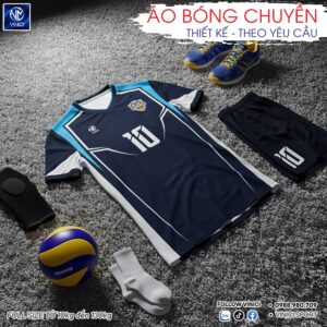 Áo bóng chuyền thiết kế BC02-VNC068-25 màu xanh navy