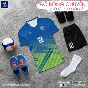 Áo Bóng Chuyền Thiết Kế BC02-VNC068-39 Màu Xanh Dương Năng Động