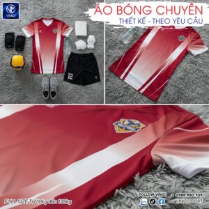 Áo bóng chuyền nam BC02-VNC068-40 màu đỏ rượu phối trắng