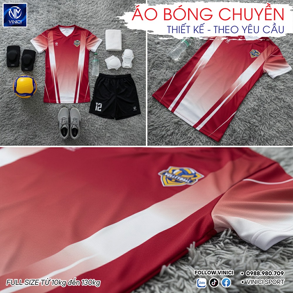 Áo bóng chuyền nam màu đỏ rượu phối trắng BC02-VNC068-40