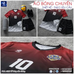 Áo Bóng Chuyền Nam/Nữ Màu Đỏ Đô Gradient Đen – Mã BC02-VNC068-41