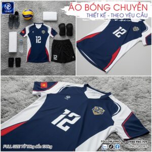 Áo Bóng Chuyền VINICI BC02-Xanh Navy Thiết Kế Theo Yêu Cầu