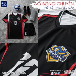 Áo Bóng Chuyền Thiết Kế Theo Yêu Cầu - Đen Đỏ Trắng Năng Động