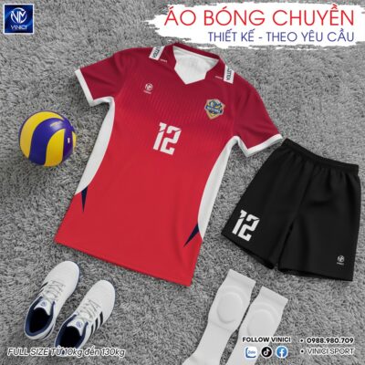 Áo Bóng Chuyền Nam Màu Đỏ Đậm BC02-VNC068