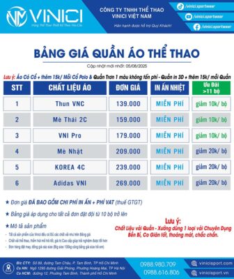 Bảng Giá Áo Bóng Đá Vinici 2026
