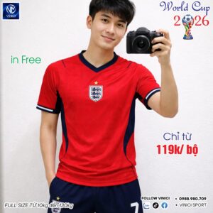 Áo Bóng Đá Đội Tuyển Anh Sân Khách Màu Đỏ - World Cup 2026
