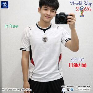 Áo Bóng Đá Tuyển Anh World Cup 2026 Sân Nhà - Trắng Chủ Đạo