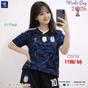 Áo bóng đá World Cup 2026 màu đen phối xanh dương – Độc đáo, sành điệu và tiện dụng