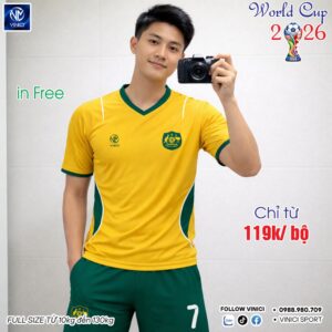 Áo Bóng Đá Đội Tuyển Australia World Cup 2026 Màu Vàng Phối Xanh