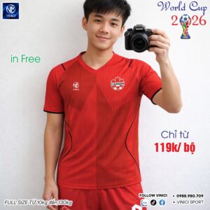 Áo Bóng Đá Đội Tuyển Canada World Cup 2026 Màu Đỏ - Thể Thao Năng Động, Đam Mê Rực Cháy