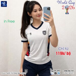 Áo Bóng Đá Đội Tuyển Ecuador World Cup 2026 Sân Khách - Trắng Xanh Năng Động