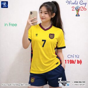 Áo Bóng Đá Đội Tuyển Ecuador Sân Nhà World Cup 2026 - Vàng Xanh Năng Động