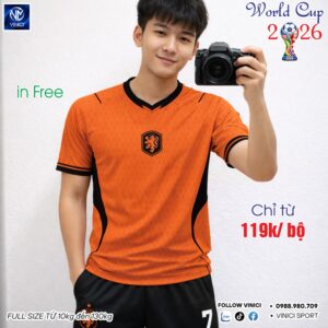 Áo Bóng Đá Đội Tuyển Hà Lan World Cup 2026 Sân Nhà – Cam Năng Động, Đẳng Cấp
