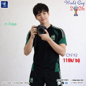 Áo Bóng Đá Đội Tuyển Mexico Sân Khách World Cup 2026 Màu Đen