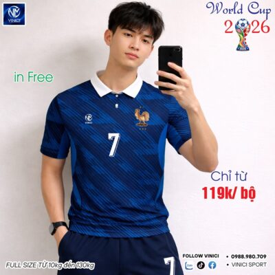 Áo Bóng Đá Đội Tuyển Pháp World Cup 2026 – Xanh Đậm Đẳng Cấp