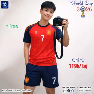 Áo Bóng Đá Đội Tuyển Tây Ban Nha World Cup 2026 Sân Nhà – Đỏ Năng Động