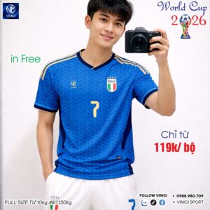 Áo Bóng Đá Đội Tuyển Ý World Cup 2026 Sân Nhà - Xanh Dương Năng Động