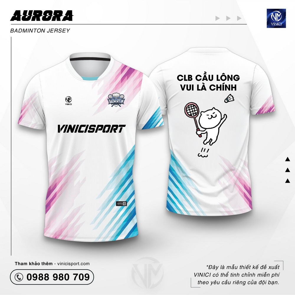 Áo Cầu Lông Thiết Kế VINICI Aurora mẫu áo Team vui nhộn