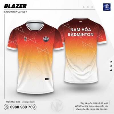 Áo Cầu Lông Thiết Kế VINICI Blazer phối màu gradient cam vàng