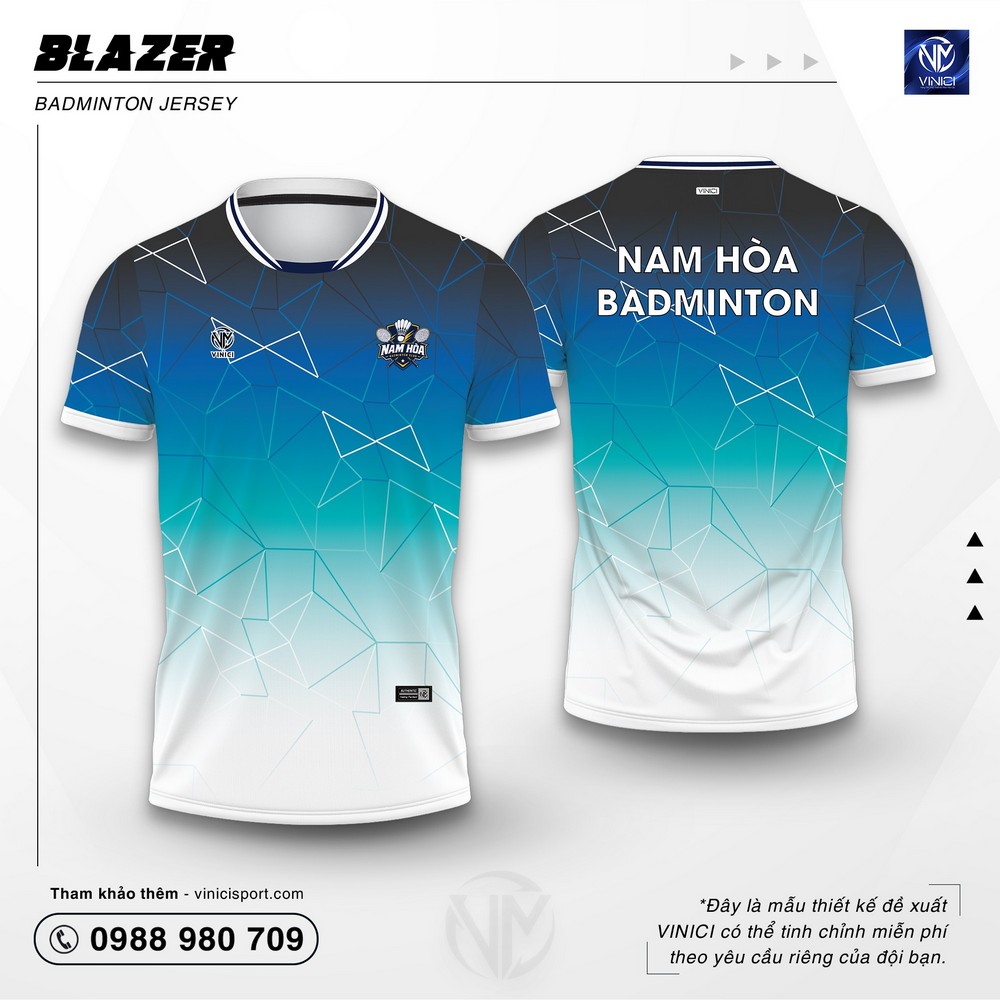 Áo cầu lông Blazer xanh ngọc tại Vinici Sport