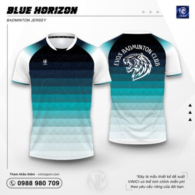 Áo cầu lông thiết kế vinici blue horizon đen xanh ngọc