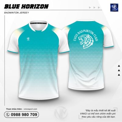 Áo Cầu Lông Thiết Kế VINICI Blue Horizon xanh ngọc trắng