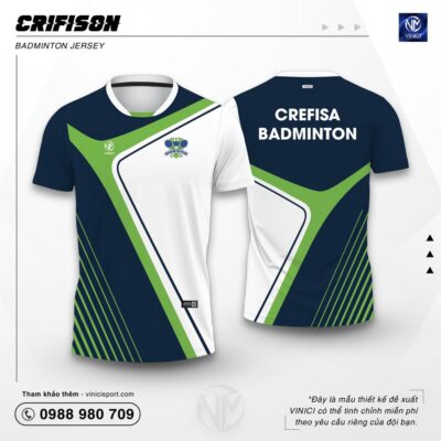 Áo cầu lông thiết kế vinici crifison xanh navy xanh lá