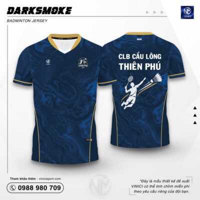 Áo Cầu Lông Thiết Kế VINICI Darksmoke tím than viền vàng cao cấp