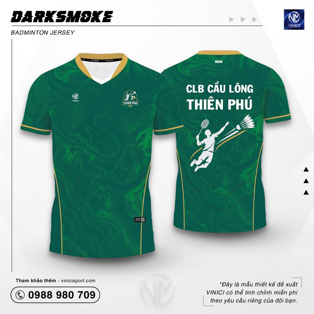 Áo cầu lông Darksmoke xanh ve chai tại Vinici Sport