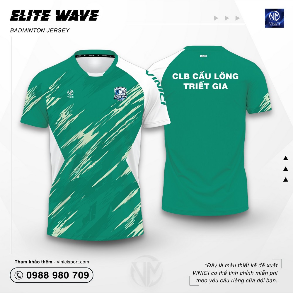 Áo cầu lông Elite Wave xanh lá tại Vinici Sport