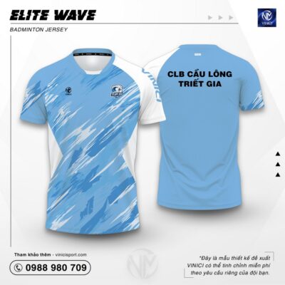 Áo cầu lông thiết kế VINICI Elite Wave xanh da trời