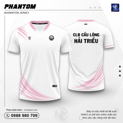 Áo cầu lông thiết kế vinici phantom trắng hồng