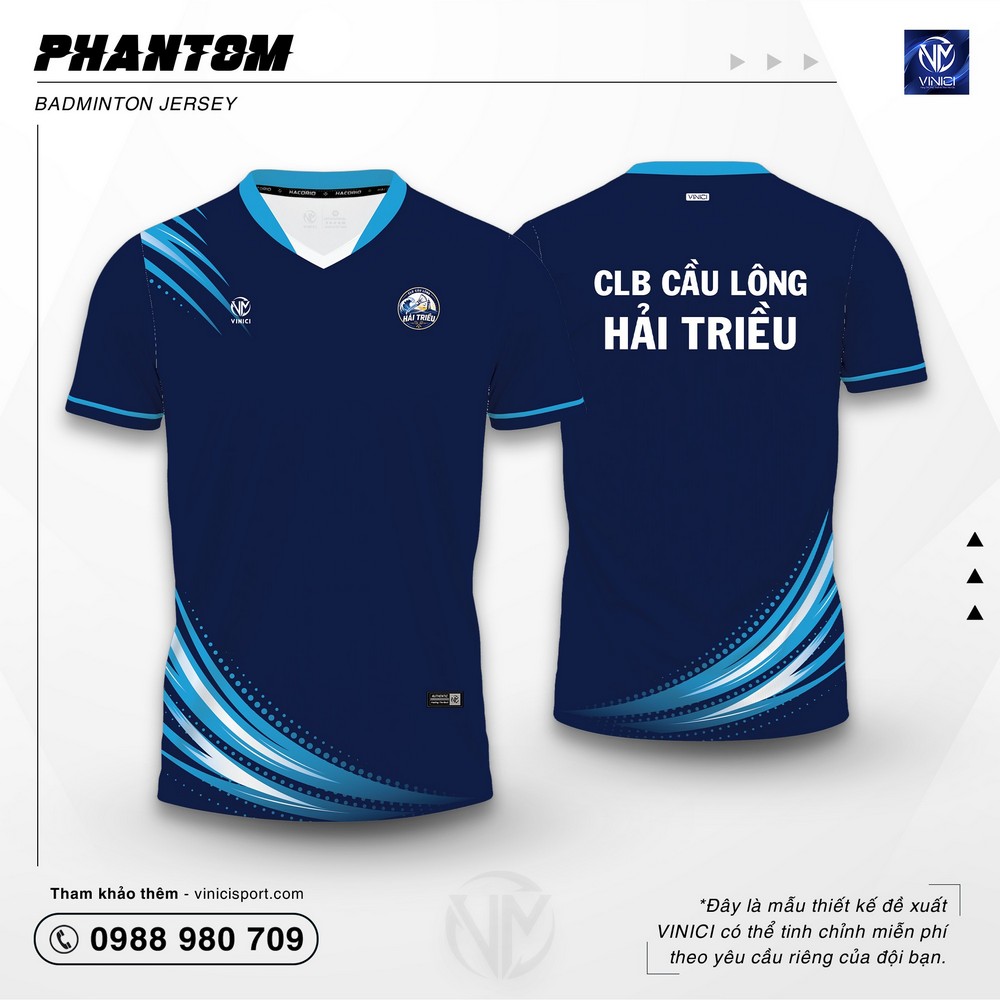 Áo Cầu Lông Thiết Kế VINICI Phantom xanh than