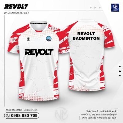 Áo Cầu Lông Thiết Kế VINICI Revolt trắng đỏ mạnh mẽ