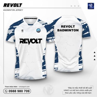 Áo cầu lông thiết kế vinici revolt trắng tím than