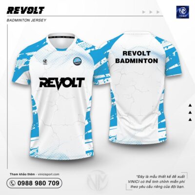 Áo Cầu Lông Thiết Kế VINICI Revolt trắng xanh dương