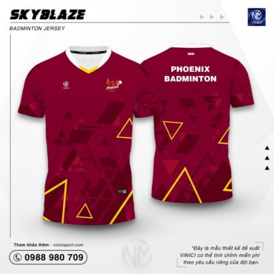 Áo Cầu Lông Thiết Kế VINICI Skyblaze đỏ đô phong cách