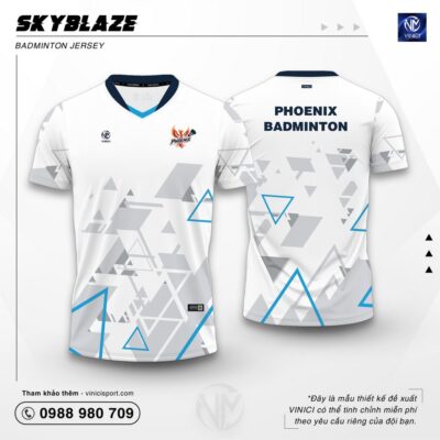 Áo cầu lông thiết kế vinici skyblaze màu trắng hiện đại