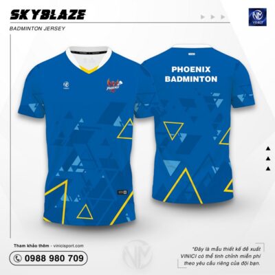 Áo Cầu Lông Thiết Kế VINICI Skyblaze xanh bích nổi bật