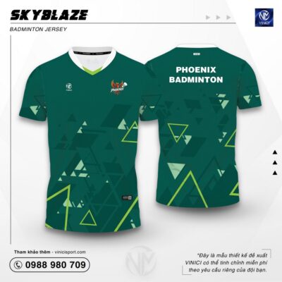Áo cầu lông thiết kế VINICI Skyblaze xanh ve chai