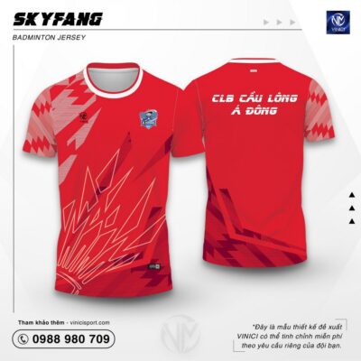 Áo Cầu Lông Thiết Kế VINICI Skyfang màu đỏ nổi bật